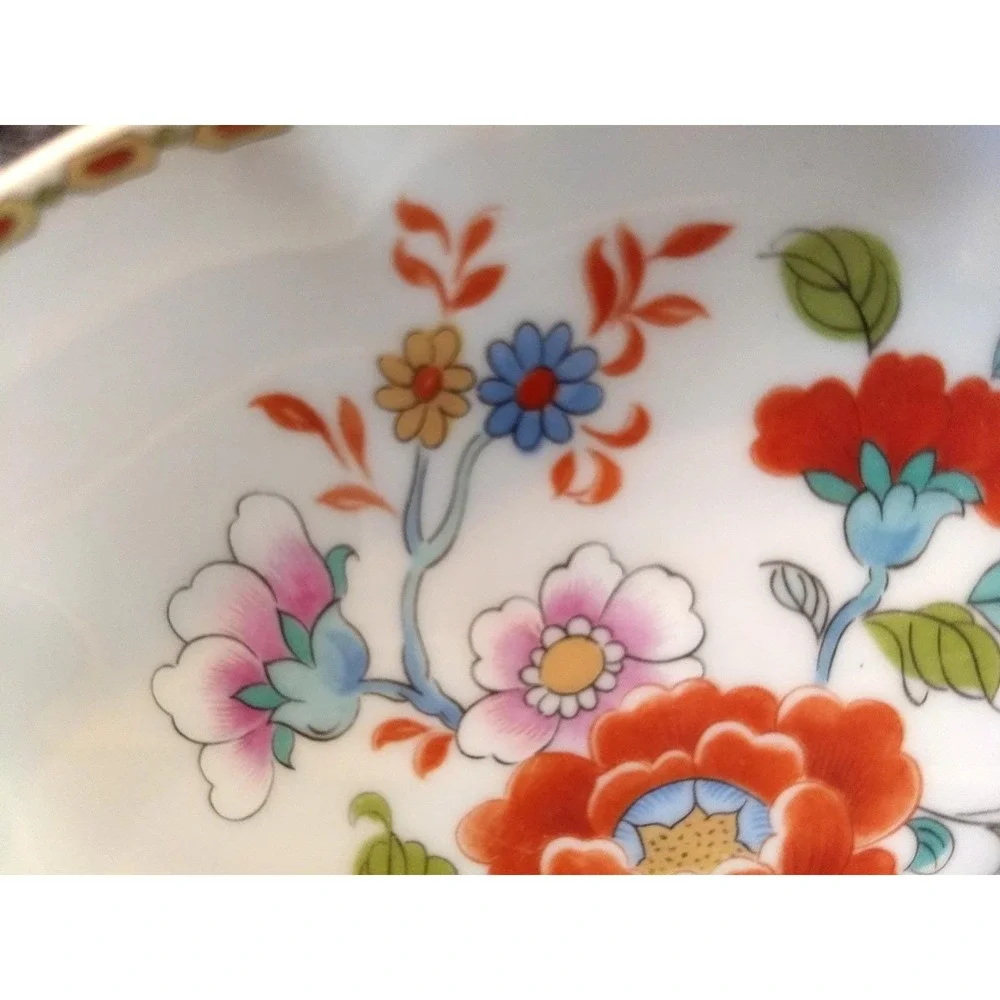 Limoges France Porcelain Vanity Tray LEC Handpainted Floral Scallop Edge Trinket